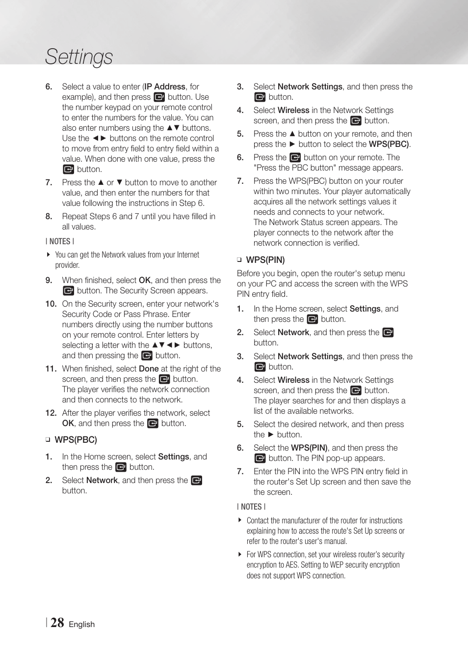 Settings | Samsung BD-F5900-ZA User Manual | Page 28 / 68