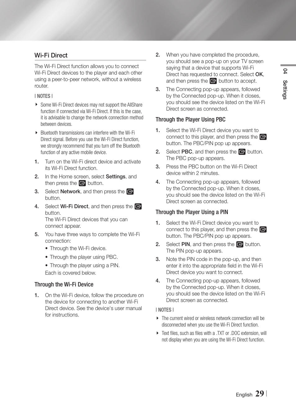 Wi-fi direct | Samsung BD-F5900-ZA User Manual | Page 29 / 68