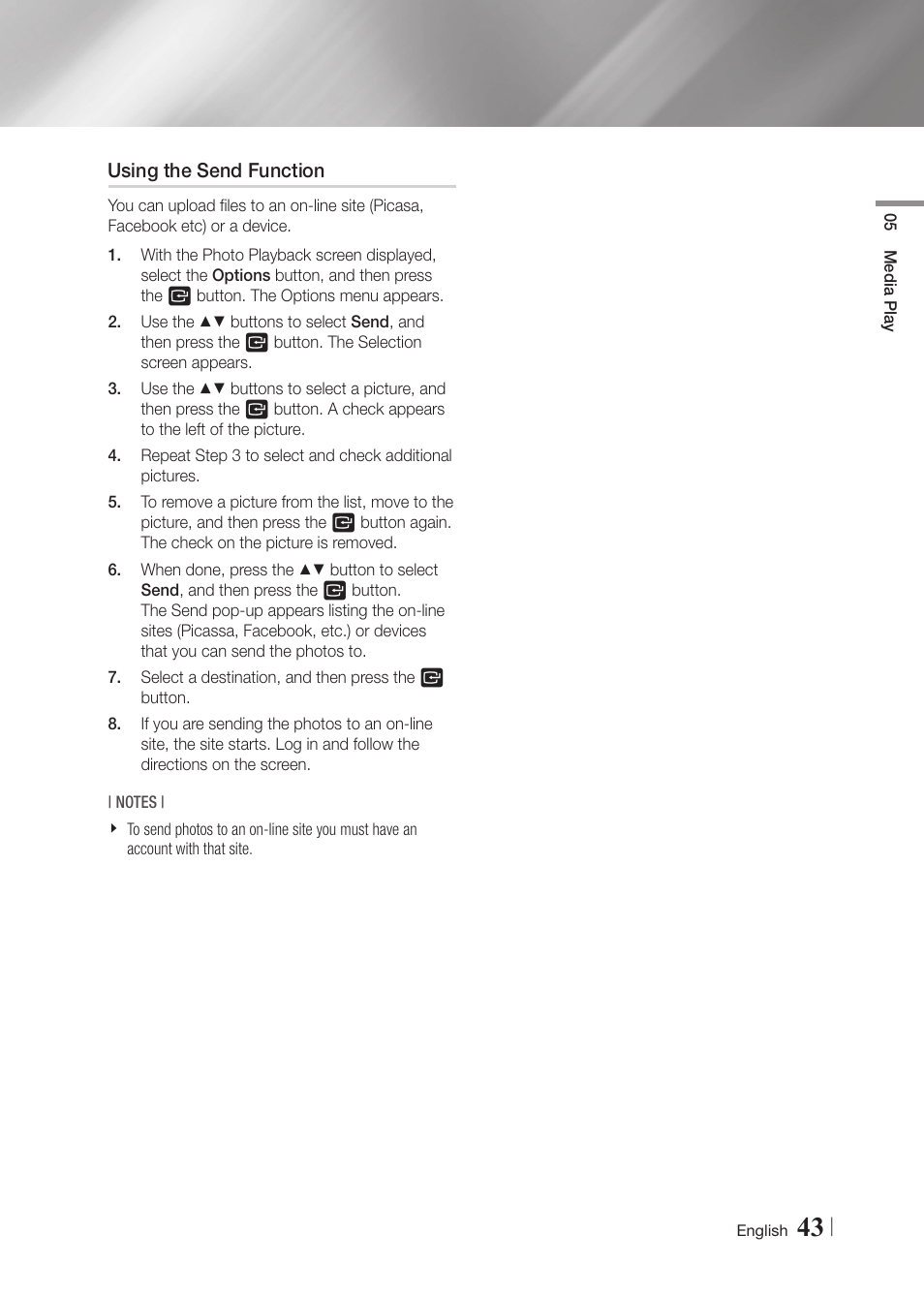 Using the send function | Samsung BD-F5900-ZA User Manual | Page 43 / 68