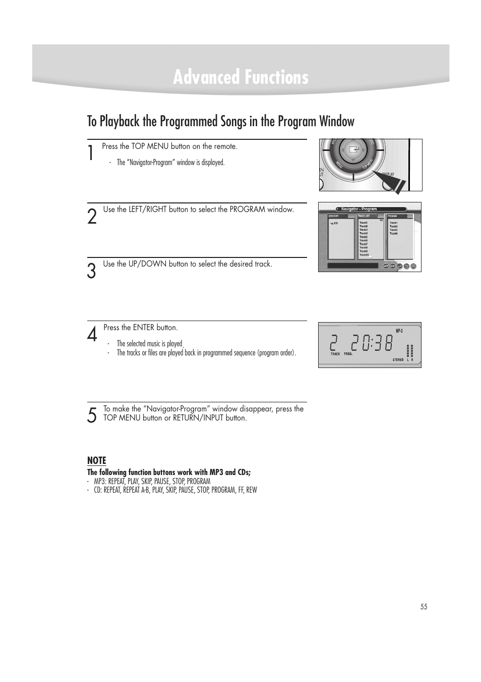 Advanced functions | Samsung DVD-R2000 User Manual | Page 55 / 65