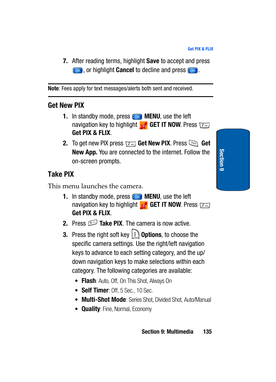 Get new pix, Take pix | Samsung SCH-A950WRVXAR User Manual | Page 135 / 200