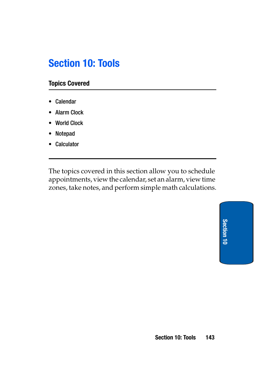 Section 10: tools | Samsung SCH-A950WRVXAR User Manual | Page 143 / 200
