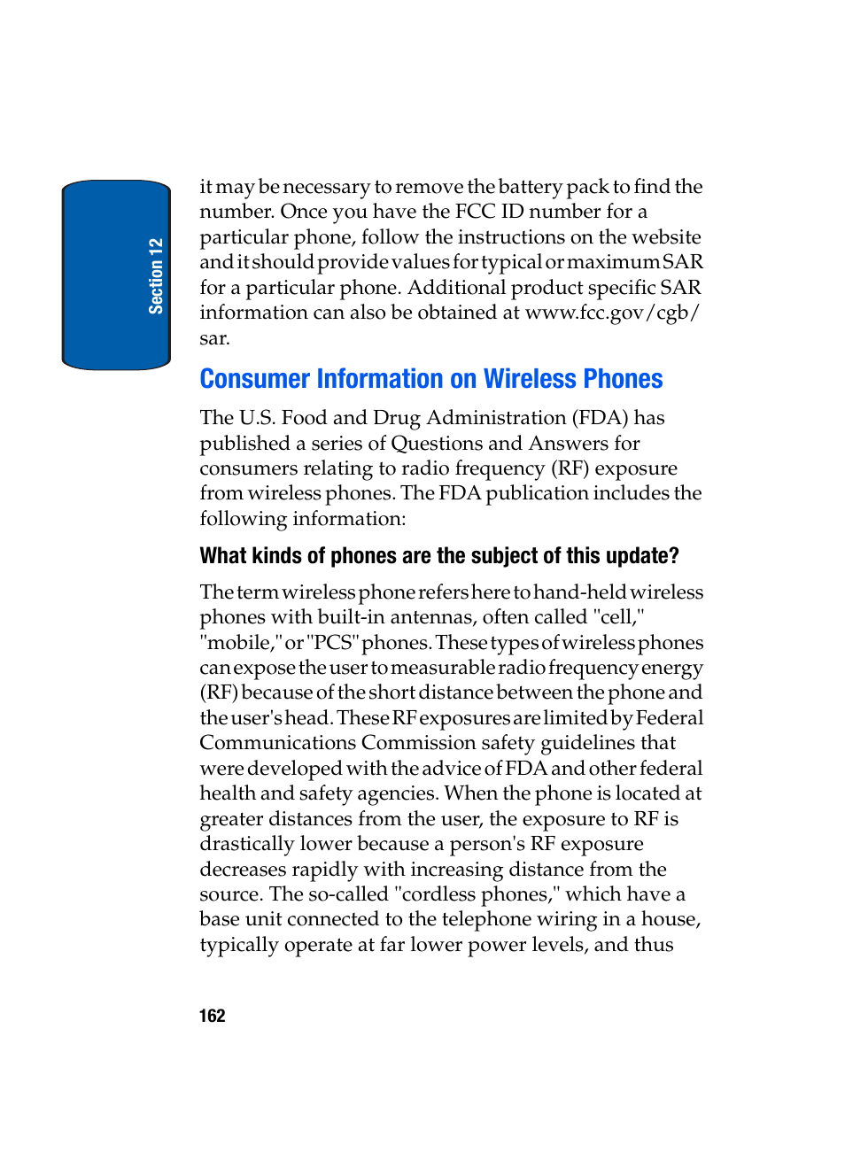 Consumer information on wireless phones | Samsung SCH-A950WRVXAR User Manual | Page 162 / 200