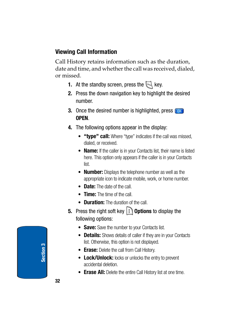 Viewing call information | Samsung SCH-A950WRVXAR User Manual | Page 32 / 200