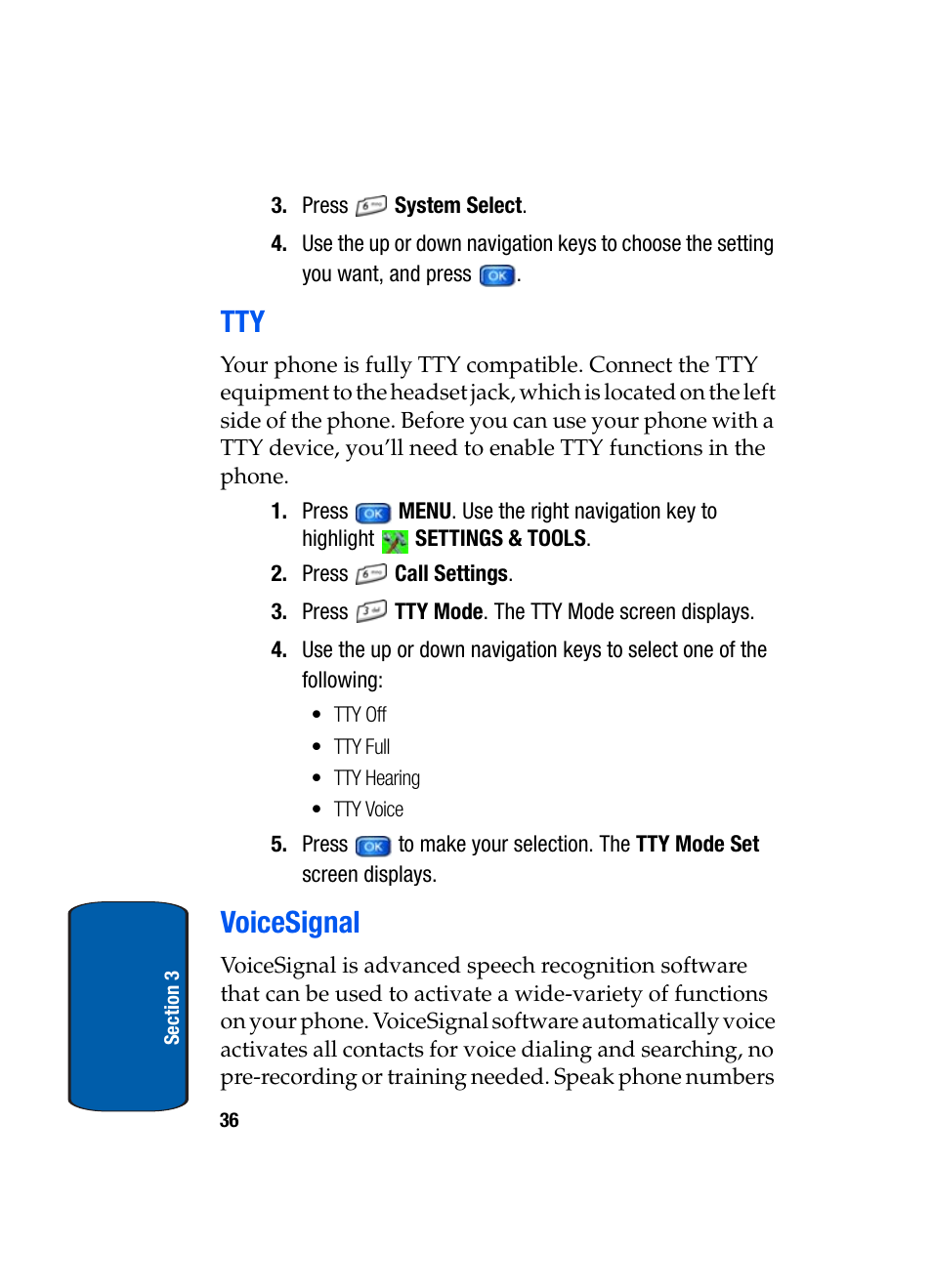 Voicesignal, Tty voicesignal | Samsung SCH-A950WRVXAR User Manual | Page 36 / 200