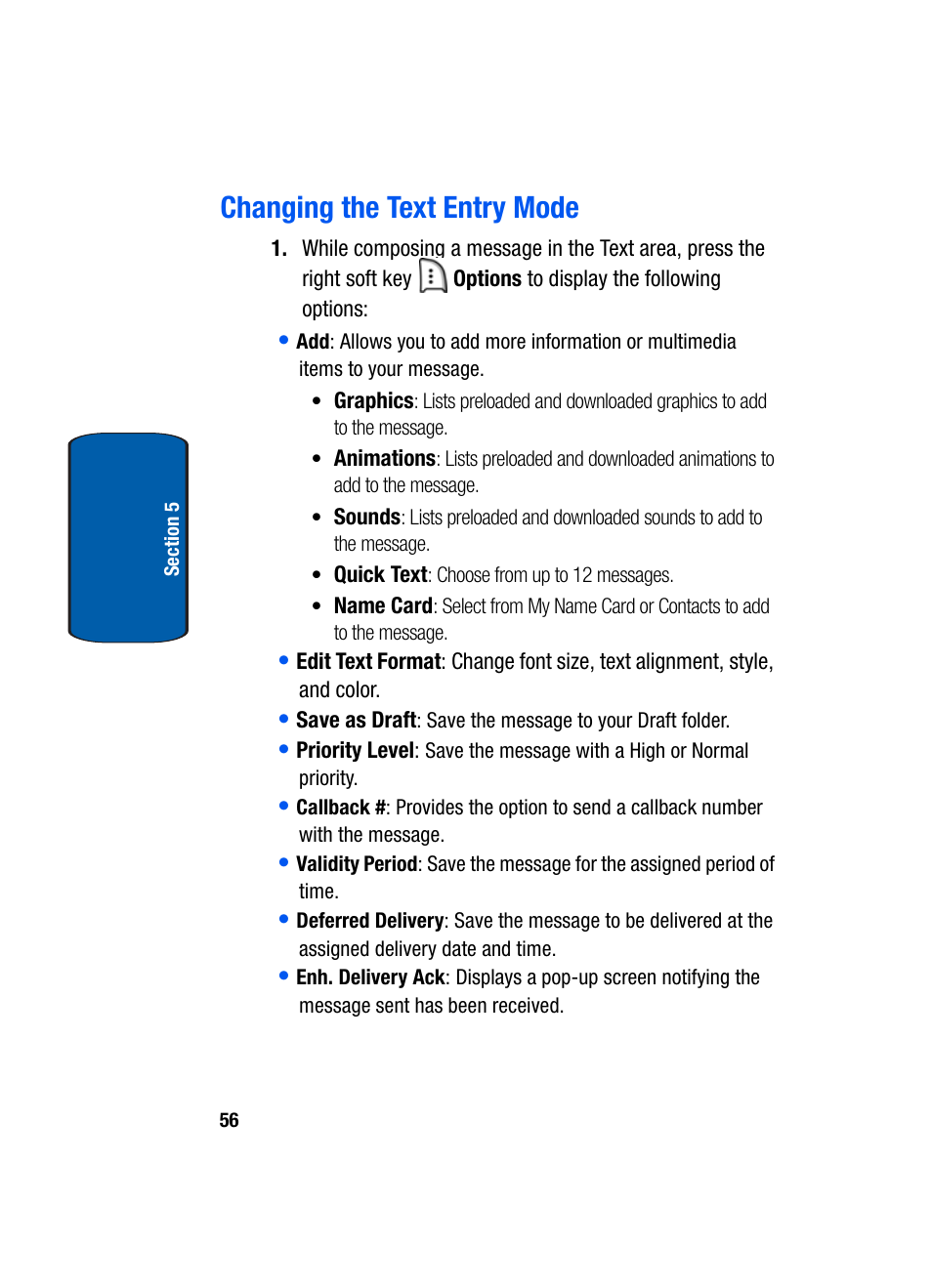 Changing the text entry mode | Samsung SCH-A950WRVXAR User Manual | Page 56 / 200