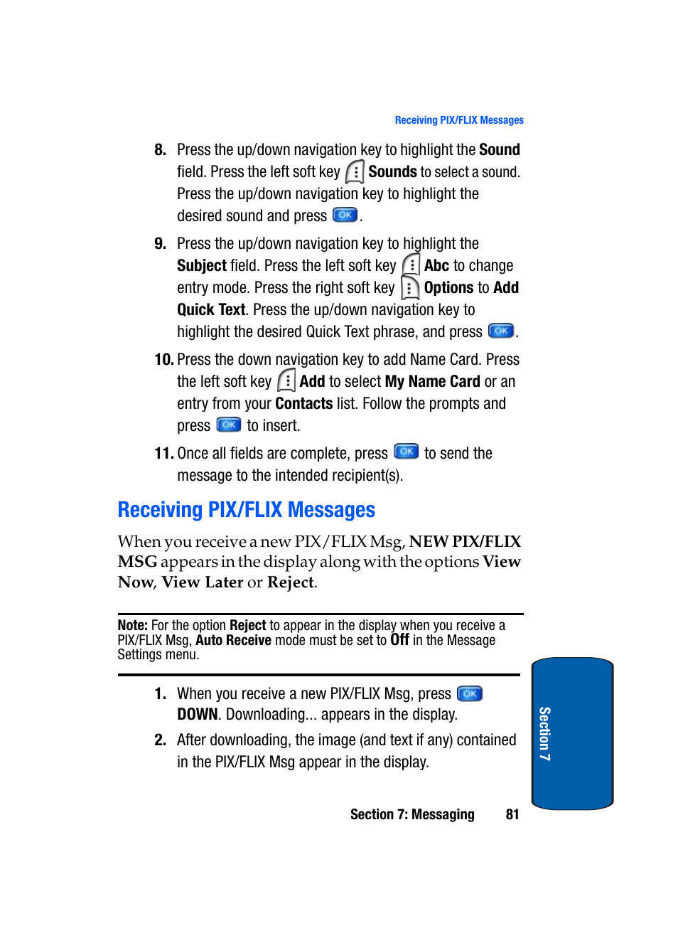 Receiving pix/flix messages | Samsung SCH-A950WRVXAR User Manual | Page 81 / 200