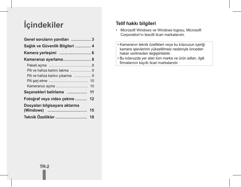 Içindekiler | Samsung EC-PL80ZZBPSCA User Manual | Page 20 / 40