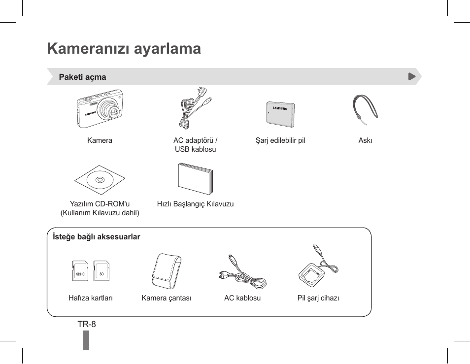 Kameranızı ayarlama | Samsung EC-PL80ZZBPSCA User Manual | Page 26 / 40