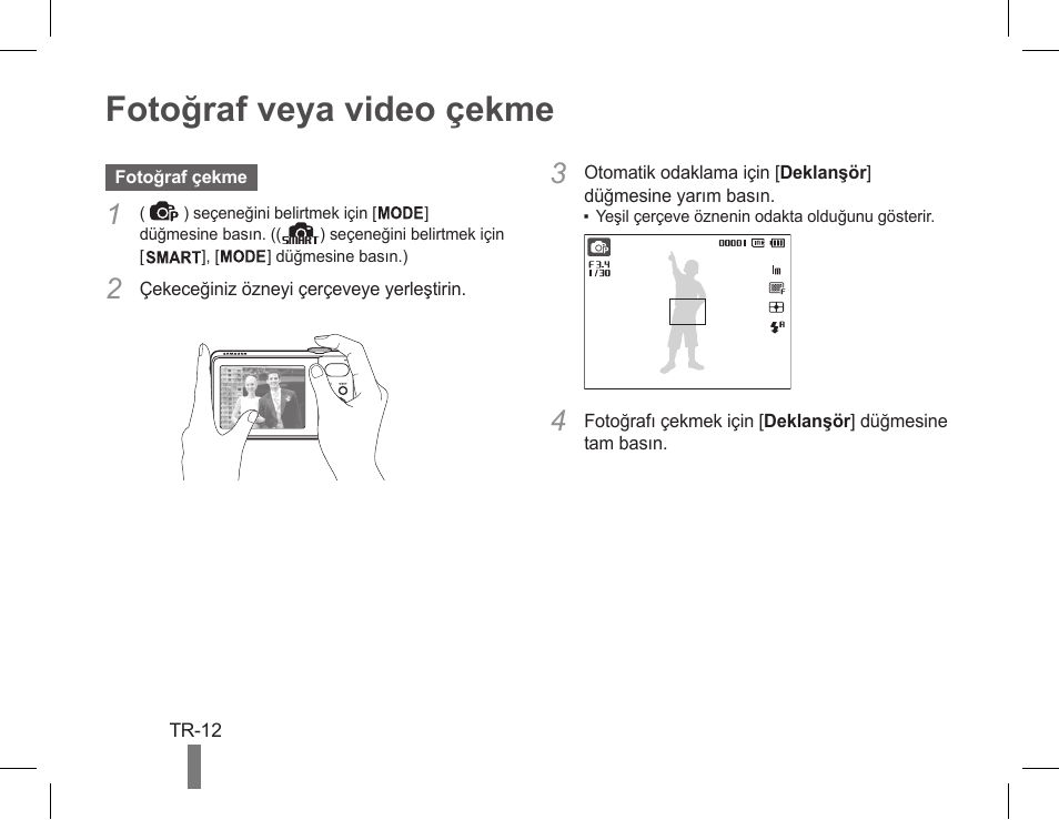 Fotoğraf veya video çekme | Samsung EC-PL80ZZBPSCA User Manual | Page 30 / 40