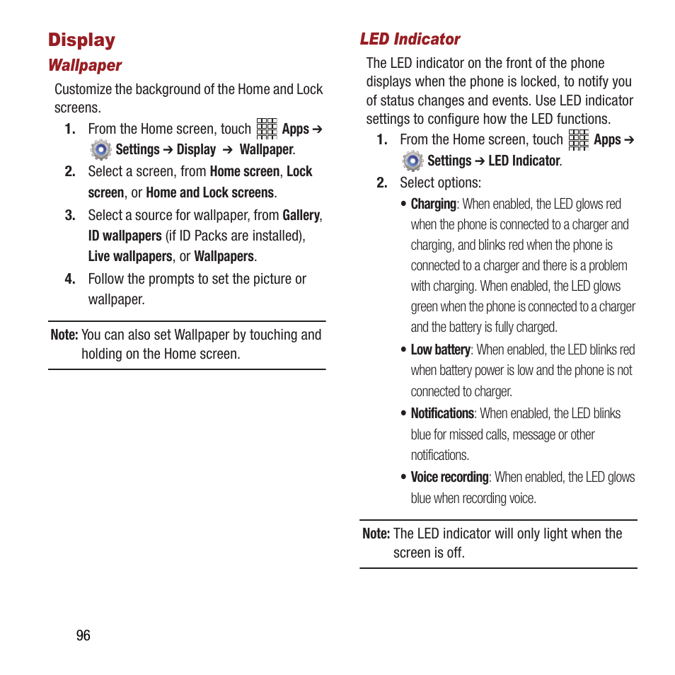 Display | Samsung SPH-L300ZSAVMU User Manual | Page 100 / 161