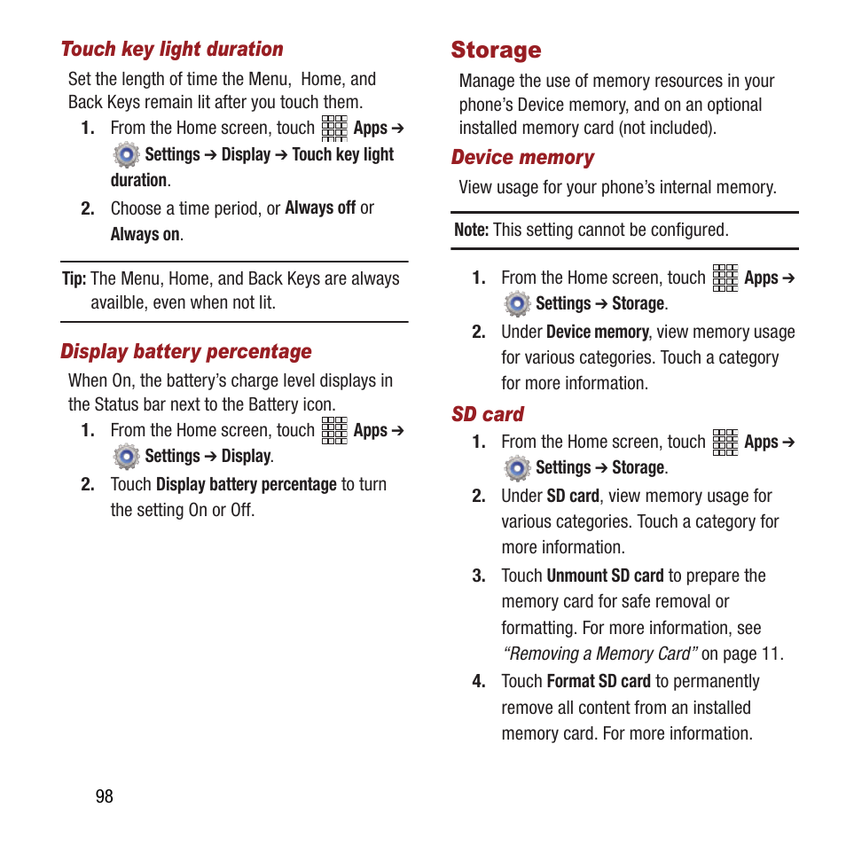 Storage | Samsung SPH-L300ZSAVMU User Manual | Page 102 / 161