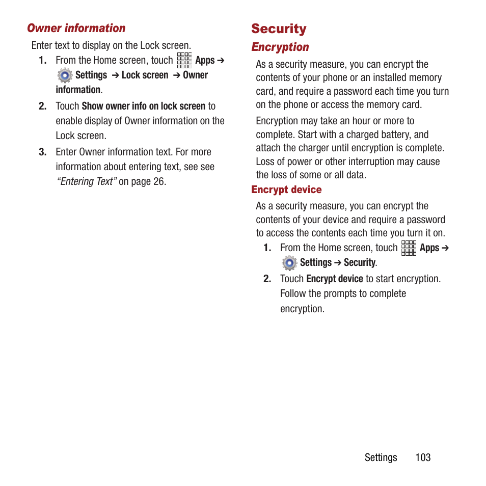 Security | Samsung SPH-L300ZSAVMU User Manual | Page 107 / 161
