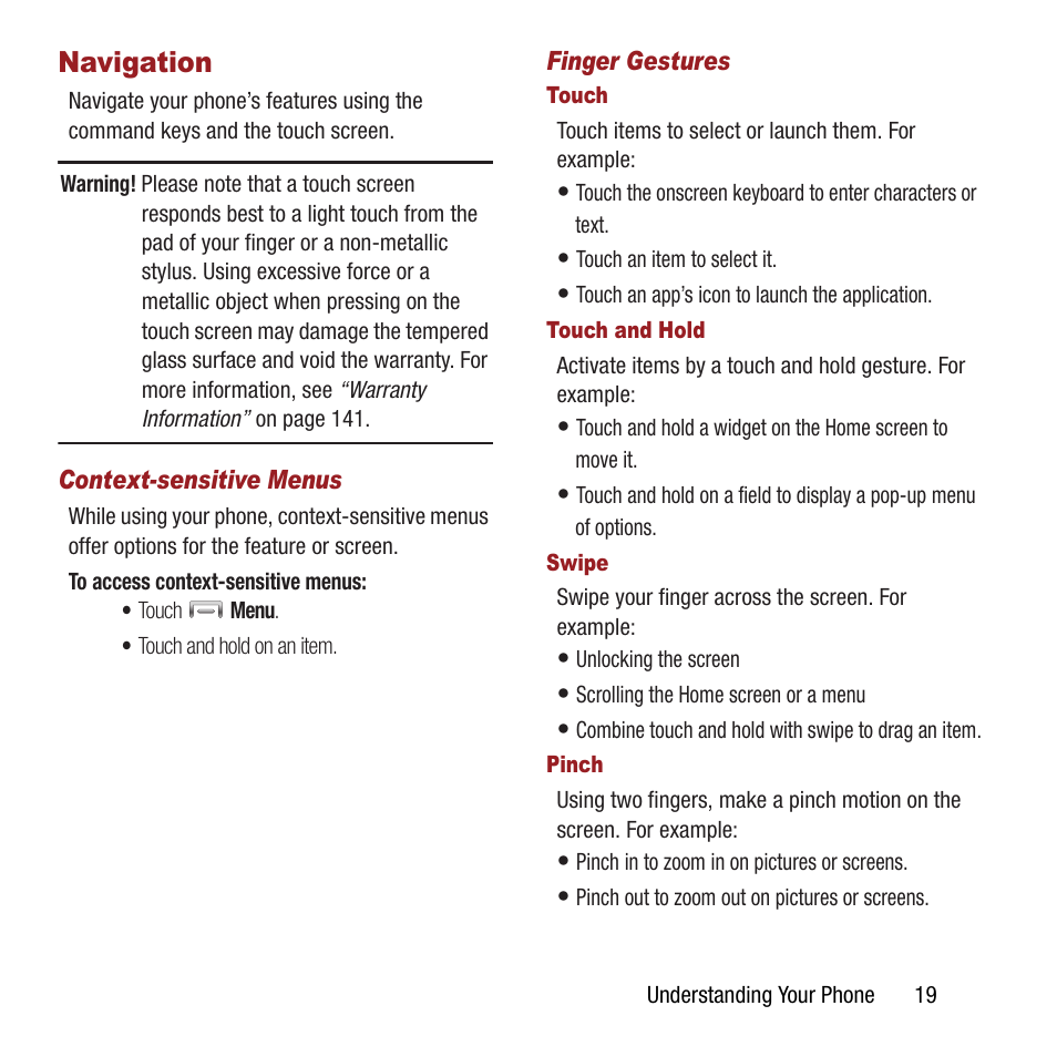 Navigation | Samsung SPH-L300ZSAVMU User Manual | Page 23 / 161