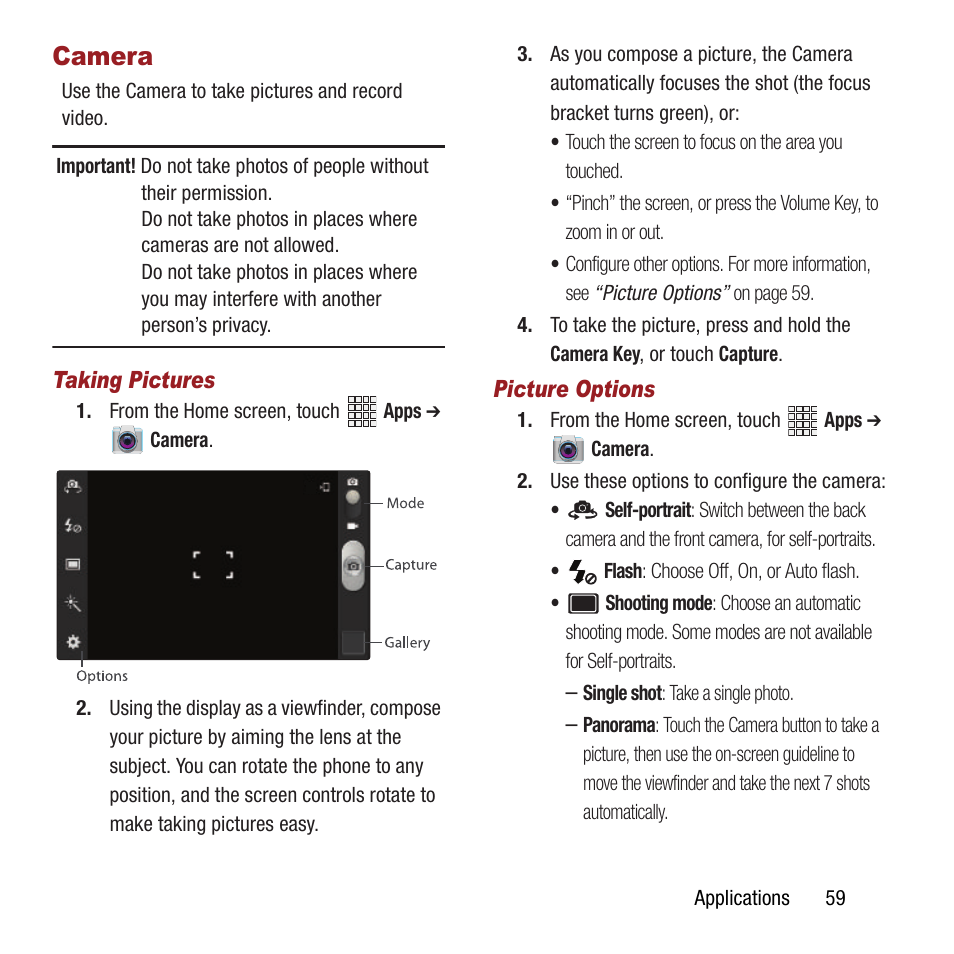 Camera | Samsung SPH-L300ZSAVMU User Manual | Page 63 / 161