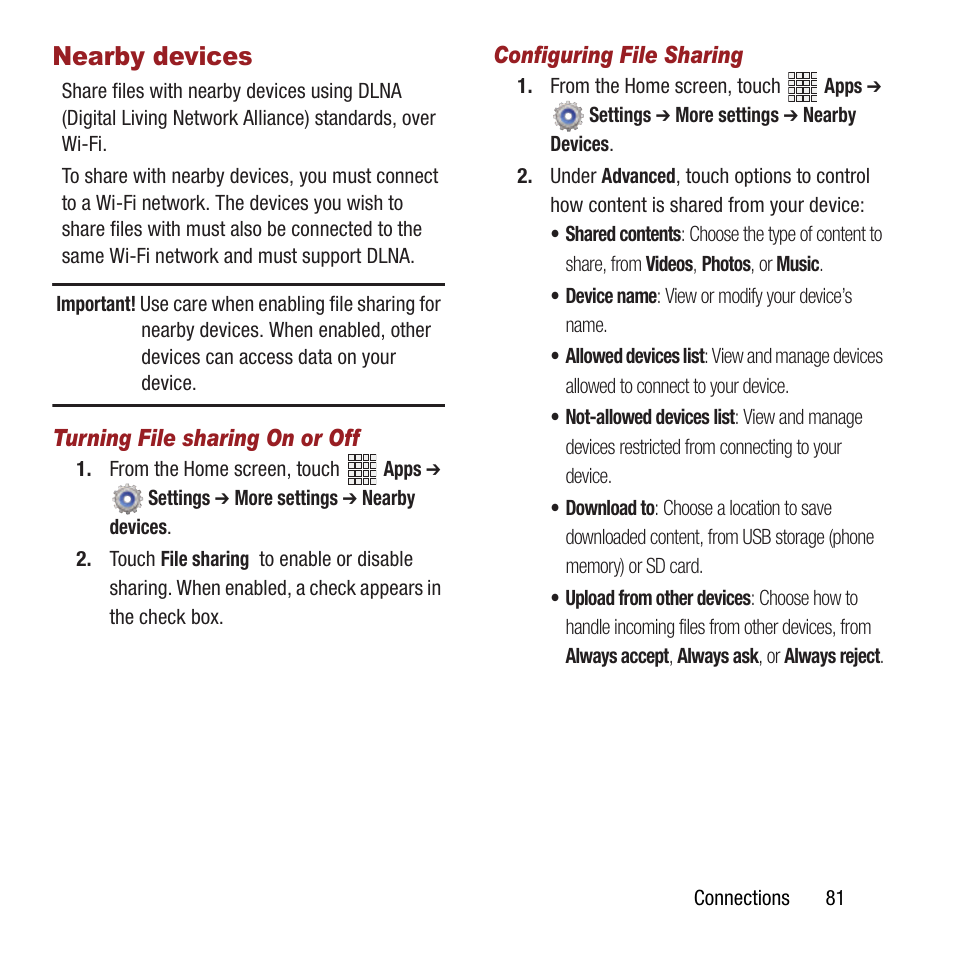 Nearby devices | Samsung SPH-L300ZSAVMU User Manual | Page 85 / 161