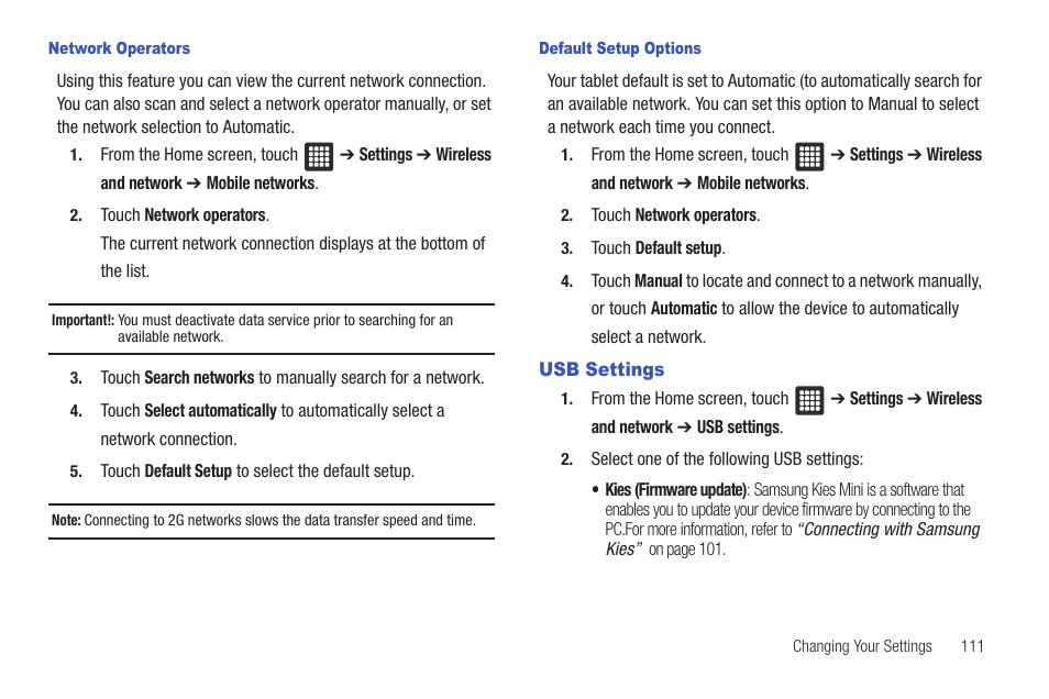 Usb settings | Samsung SGH-T849ZKDTMB User Manual | Page 115 / 158