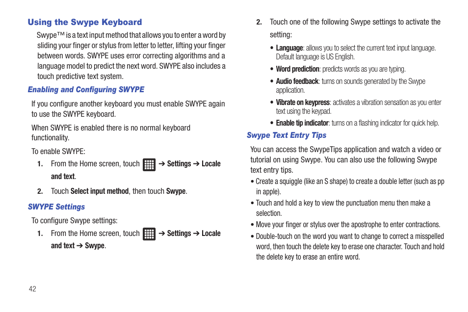 Using the swype keyboard | Samsung SGH-T849ZKDTMB User Manual | Page 46 / 158