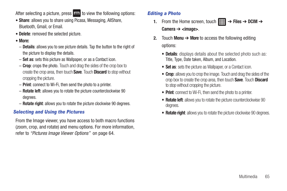 Samsung SGH-T849ZKDTMB User Manual | Page 69 / 158