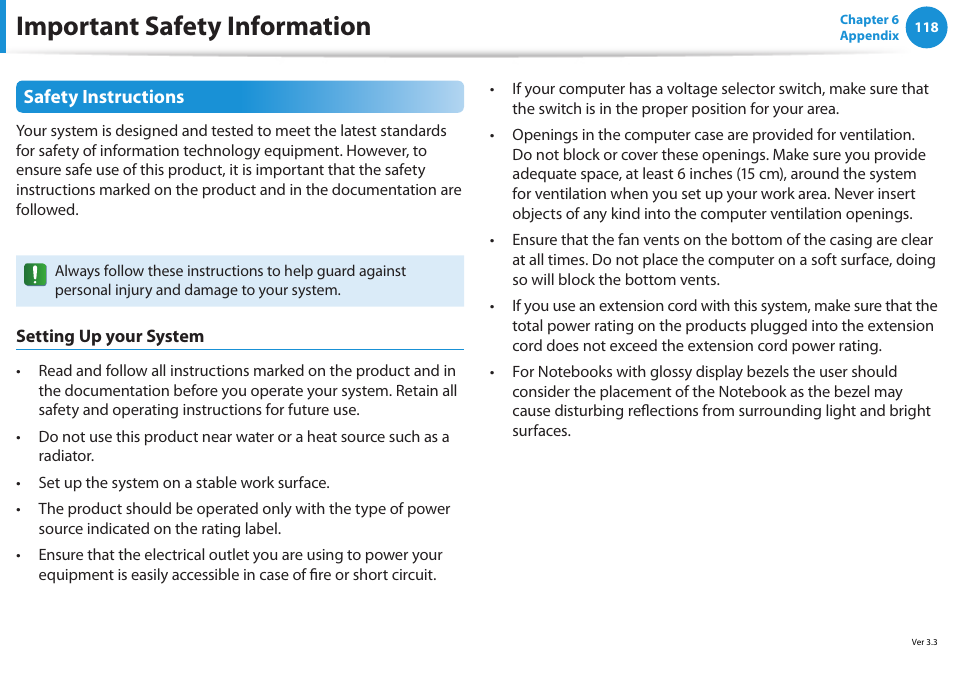 Important safety information | Samsung NP540U3C-A01US User Manual | Page 119 / 145
