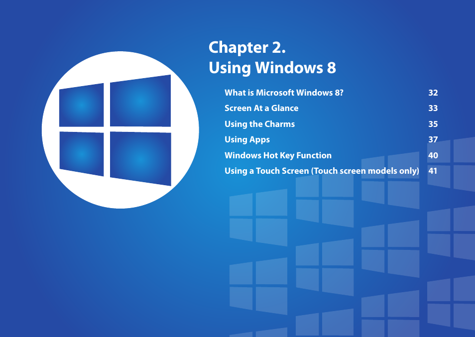 Chapter 2. using windows 8 | Samsung NP540U3C-A01US User Manual | Page 32 / 145