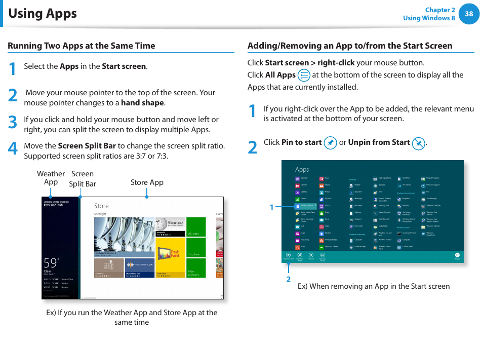 Using apps | Samsung NP540U3C-A01US User Manual | Page 39 / 145