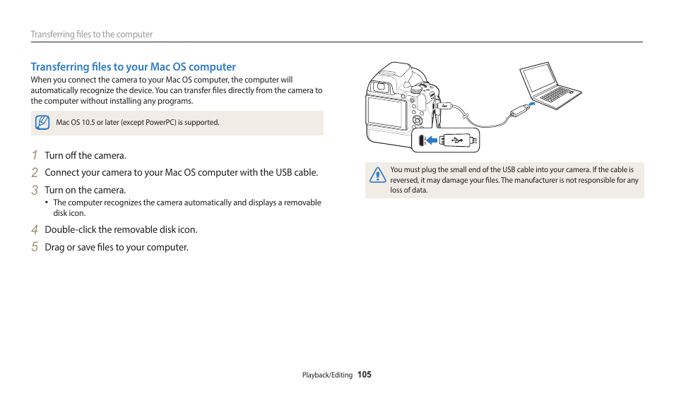 Transferring files to your mac os computer | Samsung EC-WB2200BPBUS User Manual | Page 106 / 162