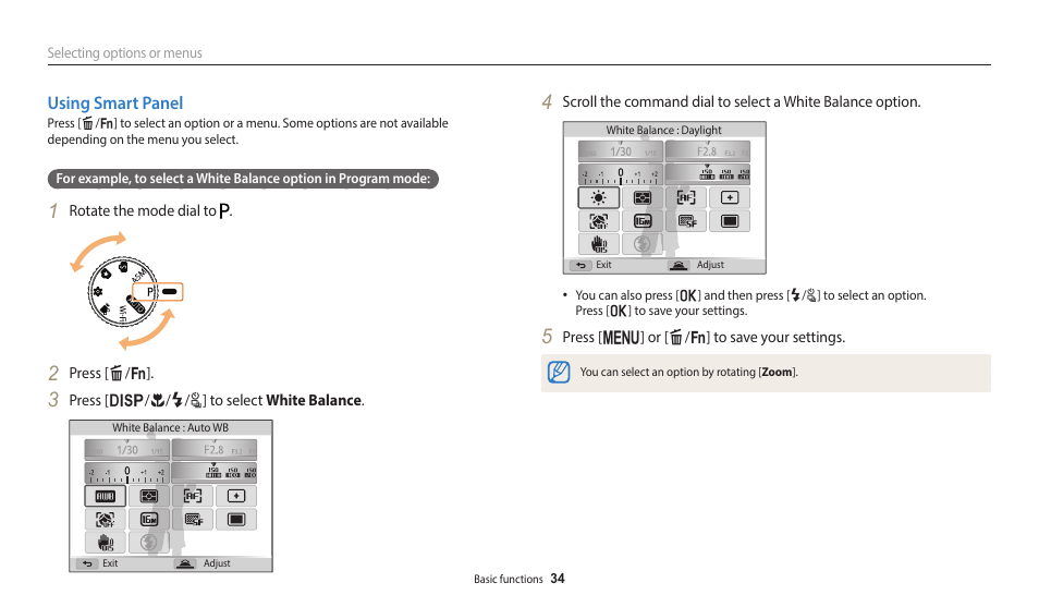 Using smart panel | Samsung EC-WB2200BPBUS User Manual | Page 35 / 162