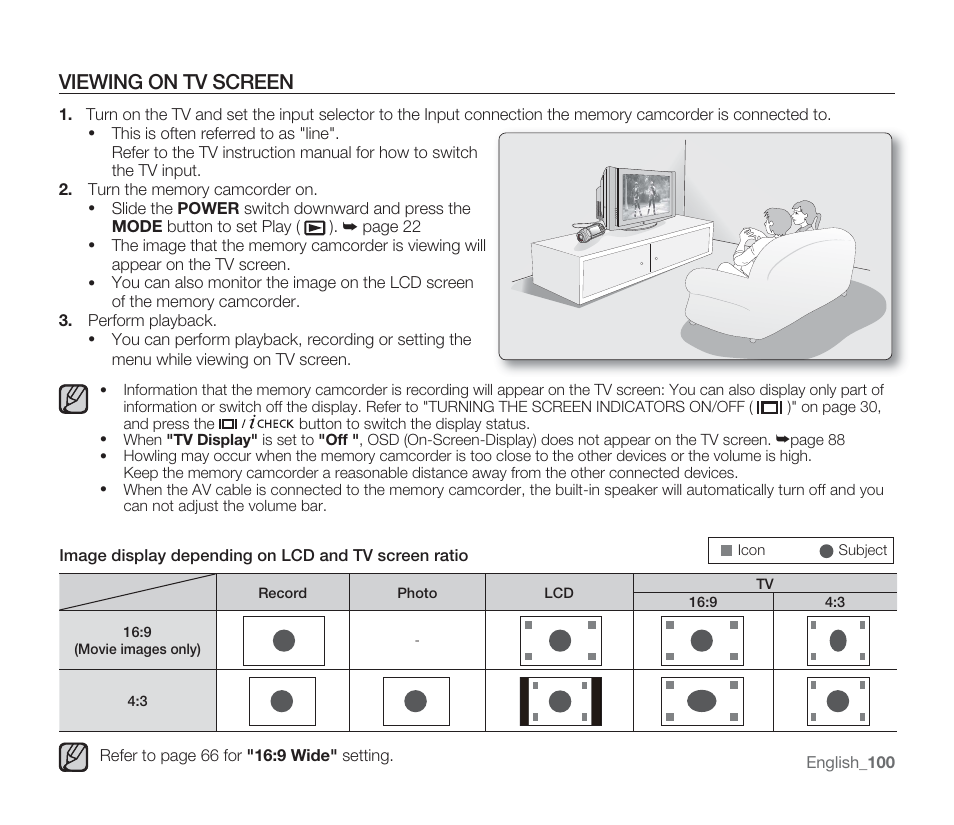 Viewing on tv screen | Samsung SMX-F33BN-XAA User Manual | Page 110 / 131