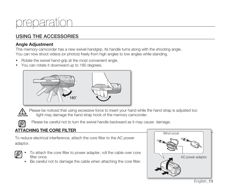 Preparation | Samsung SMX-F33BN-XAA User Manual | Page 23 / 131