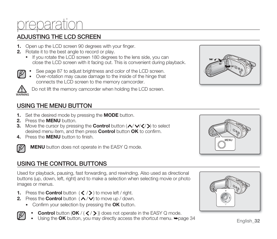 Preparation | Samsung SMX-F33BN-XAA User Manual | Page 42 / 131