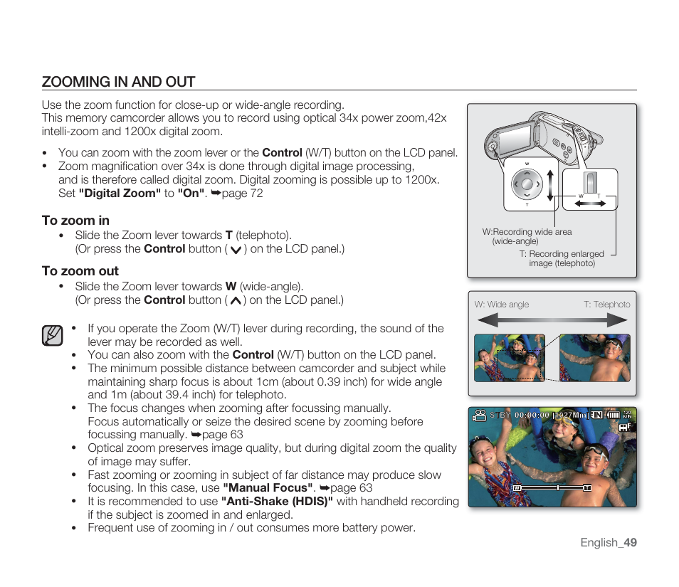 Zooming in and out | Samsung SMX-F33BN-XAA User Manual | Page 59 / 131