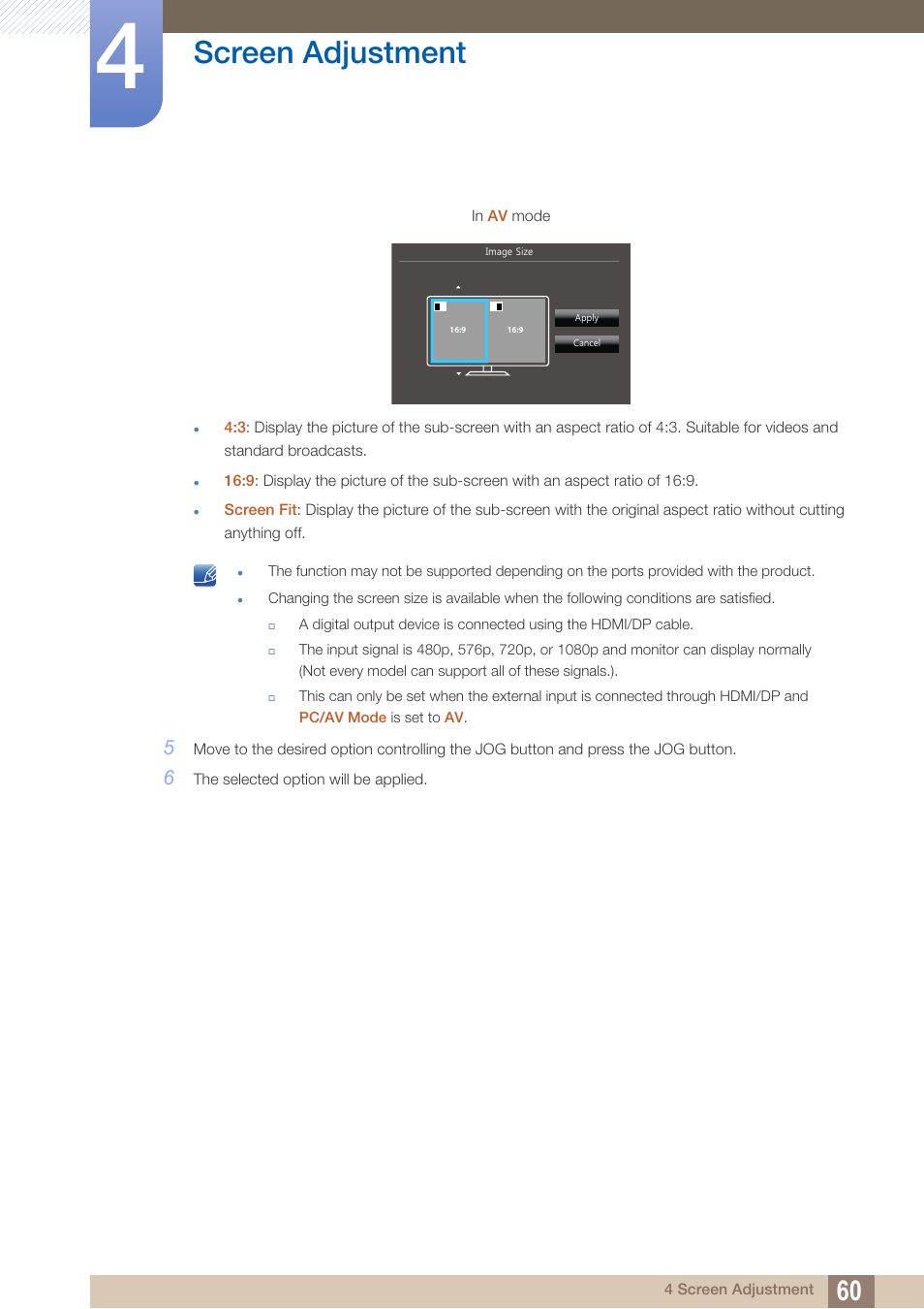 Screen adjustment | Samsung LS27D590PS-ZA User Manual | Page 60 / 101