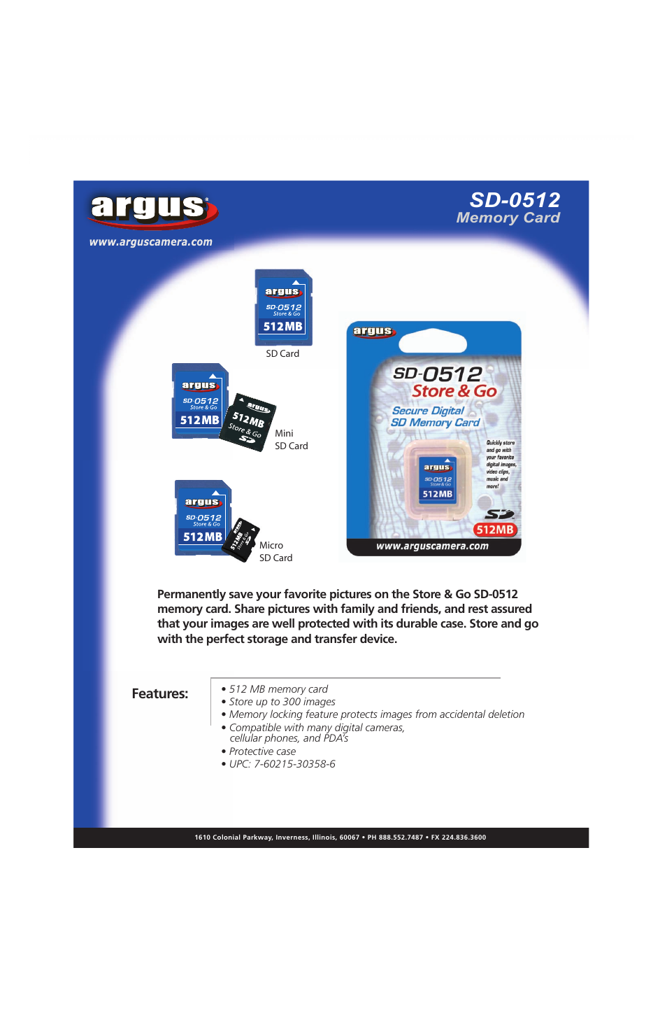 Argus SD-0512 User Manual | 1 page