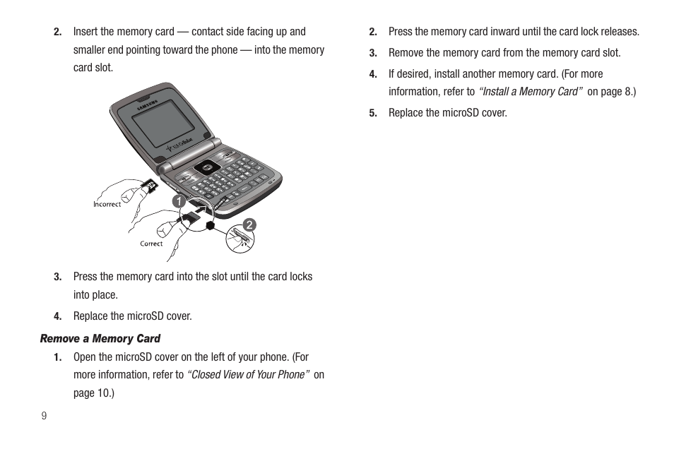 Remove a memory card | Samsung SCH-U440HAAUSC User Manual | Page 12 / 164