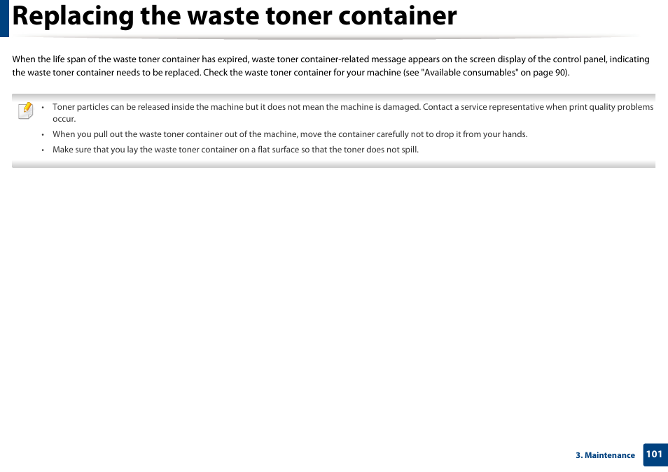 Replacing the waste toner container | Samsung CLX-4195N-XAX User Manual | Page 101 / 423