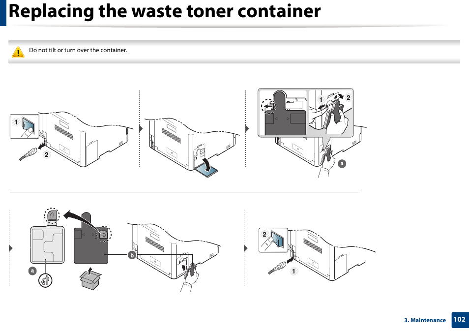 Replacing the waste toner container | Samsung CLX-4195N-XAX User Manual | Page 102 / 423