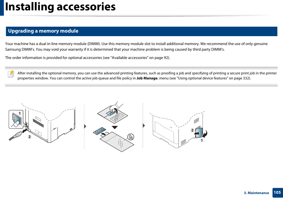 Installing accessories | Samsung CLX-4195N-XAX User Manual | Page 105 / 423