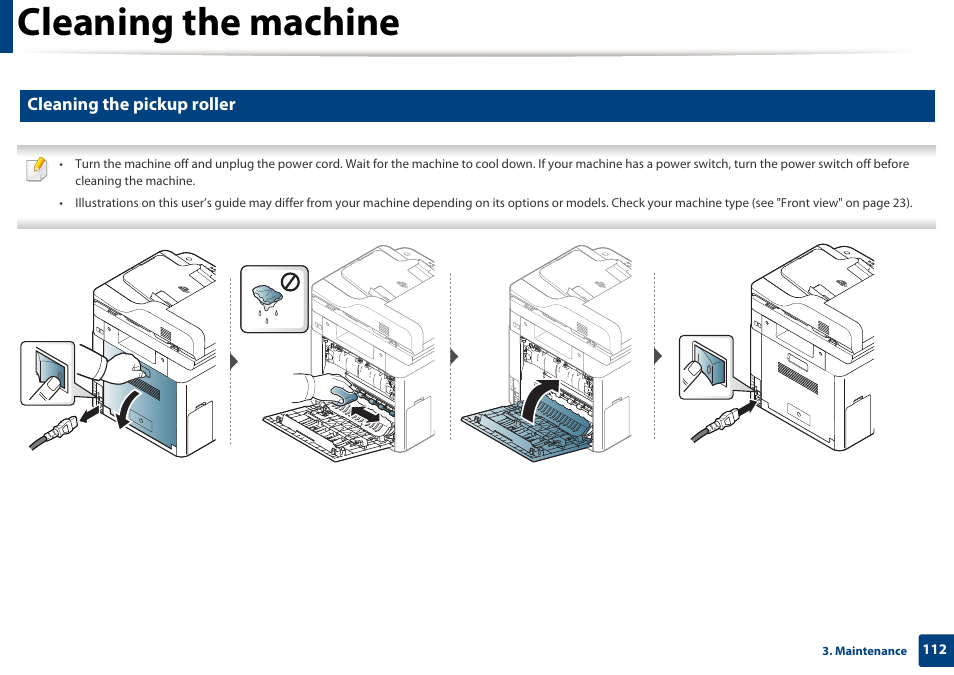 Cleaning the machine, Cleaning the pickup roller | Samsung CLX-4195N-XAX User Manual | Page 112 / 423