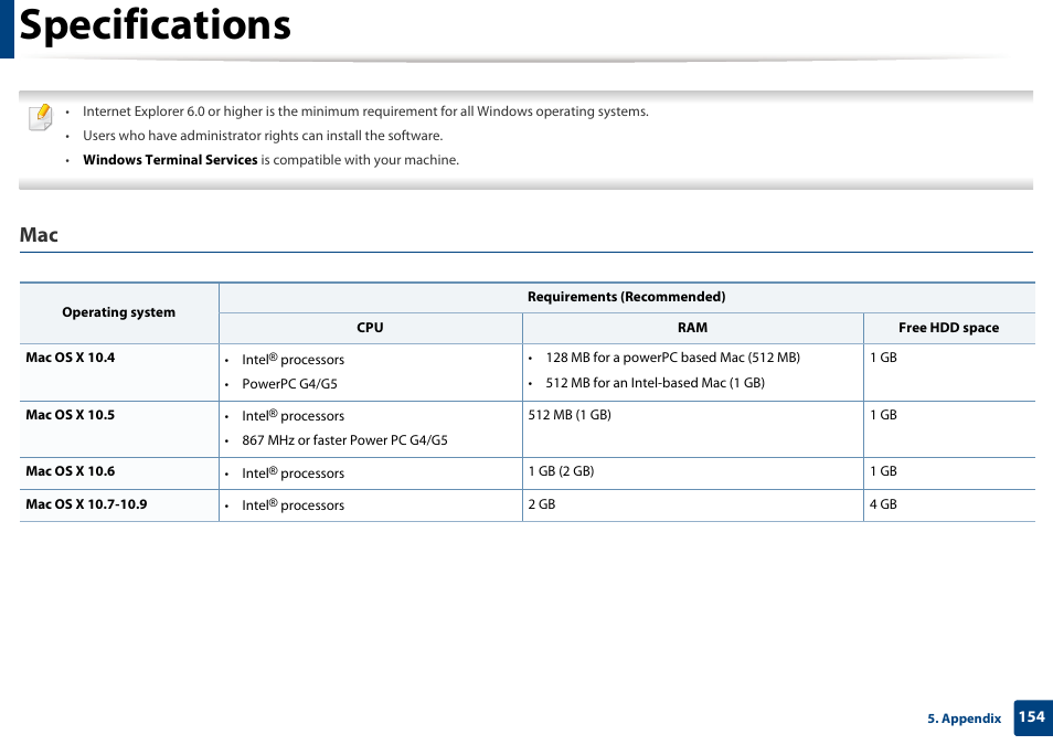 Specifications | Samsung CLX-4195N-XAX User Manual | Page 154 / 423