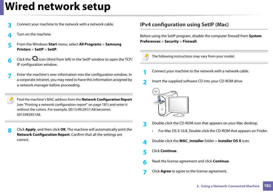 Wired network setup | Samsung CLX-4195N-XAX User Manual | Page 182 / 423