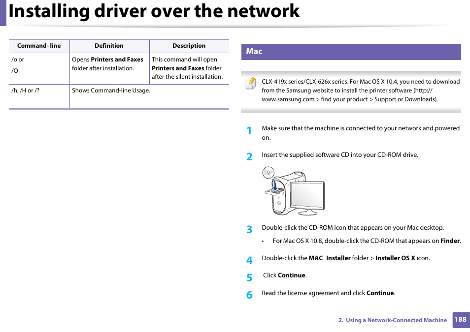 Installing driver over the network | Samsung CLX-4195N-XAX User Manual | Page 188 / 423