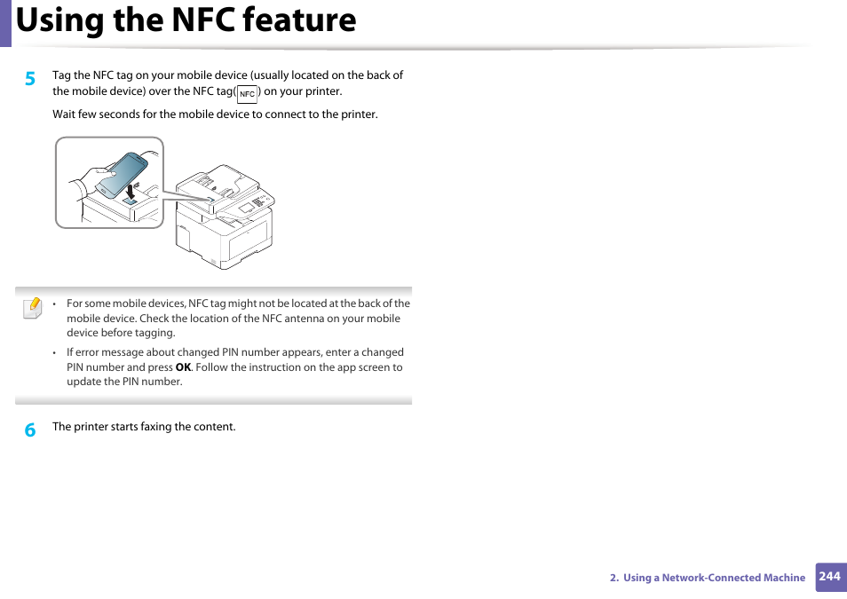 Using the nfc feature | Samsung CLX-4195N-XAX User Manual | Page 244 / 423