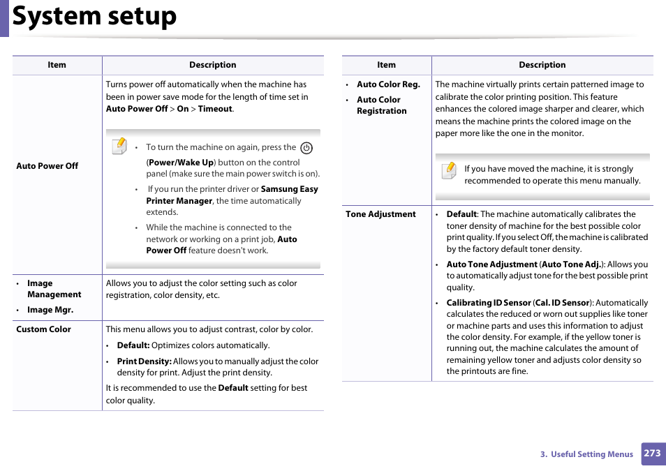System setup | Samsung CLX-4195N-XAX User Manual | Page 273 / 423
