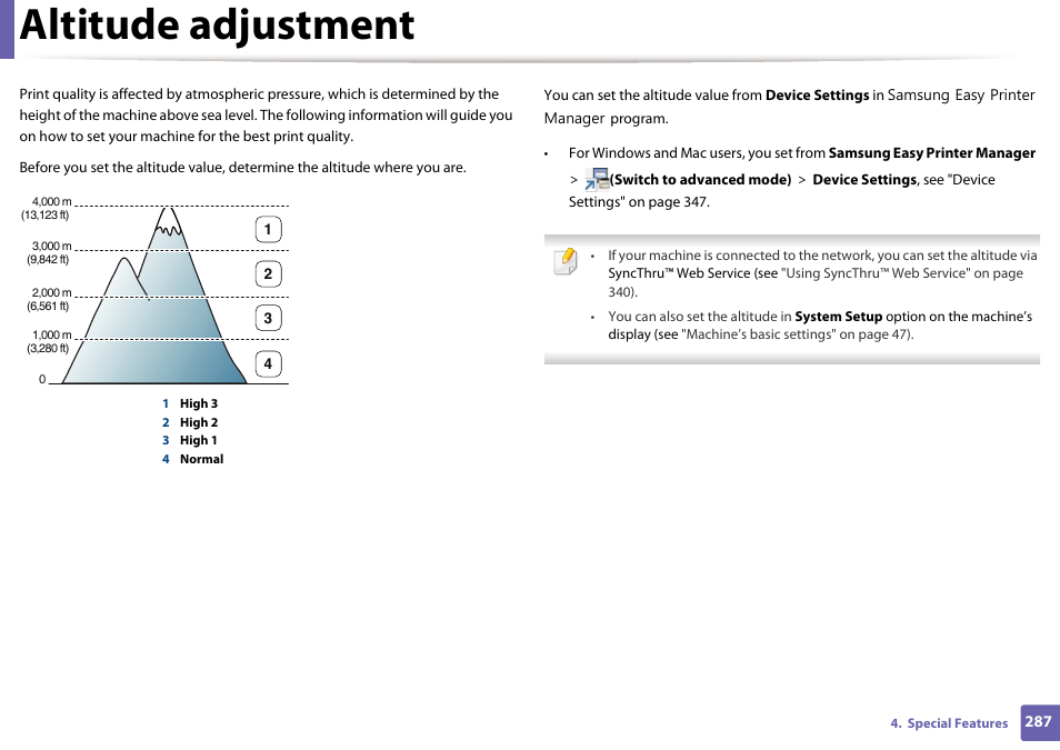 Altitude adjustment | Samsung CLX-4195N-XAX User Manual | Page 287 / 423