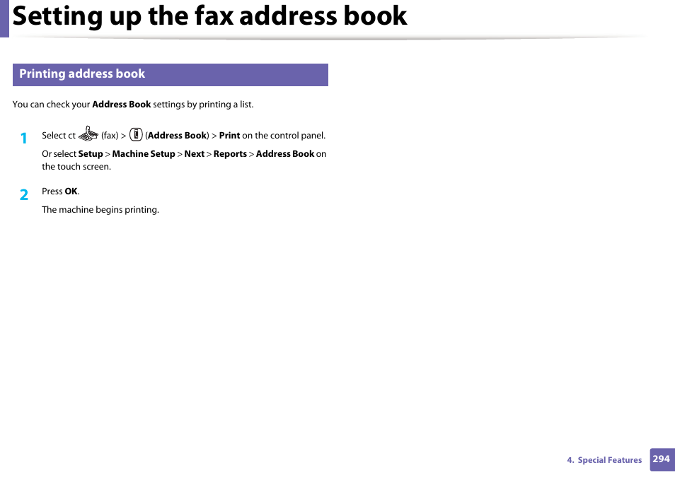 Setting up the fax address book | Samsung CLX-4195N-XAX User Manual | Page 294 / 423