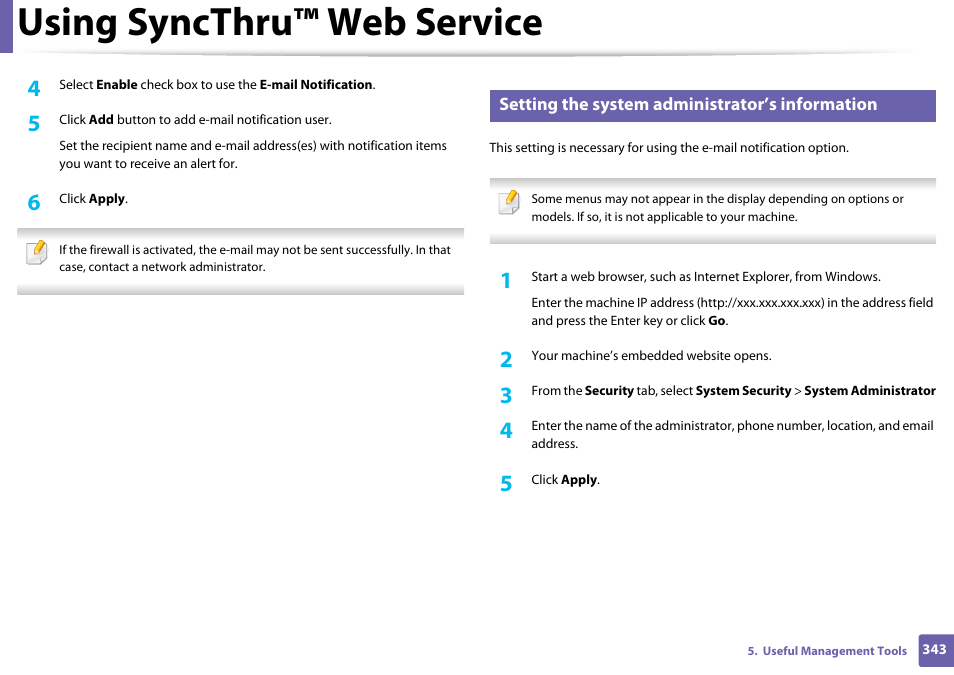 Using syncthru™ web service | Samsung CLX-4195N-XAX User Manual | Page 343 / 423