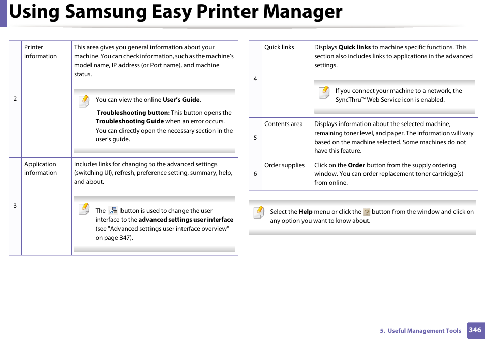 Using samsung easy printer manager | Samsung CLX-4195N-XAX User Manual | Page 346 / 423