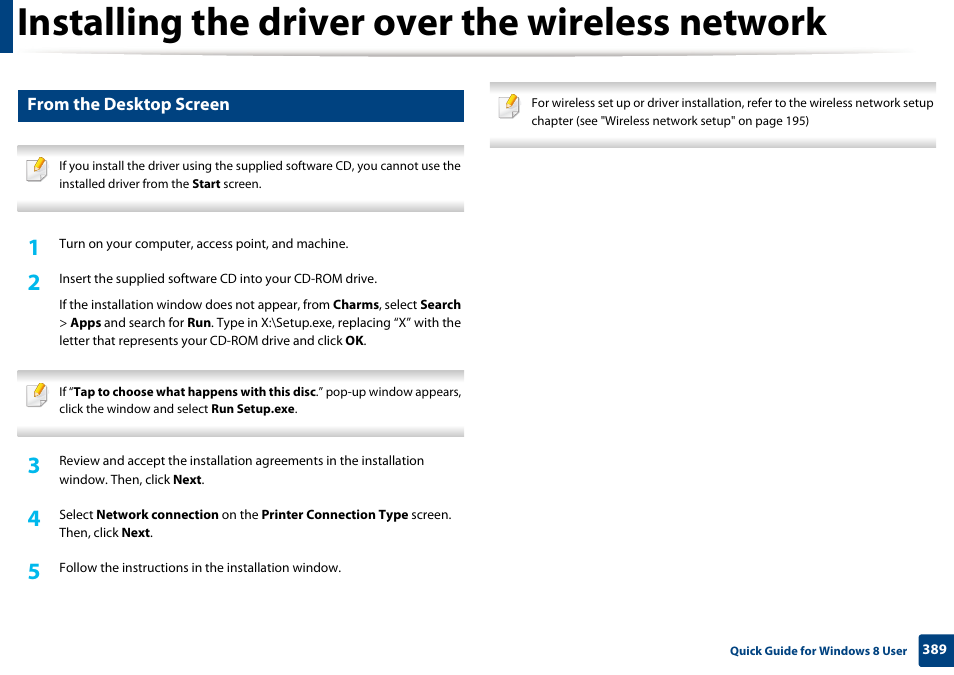 Installing the driver over the wireless network | Samsung CLX-4195N-XAX User Manual | Page 389 / 423