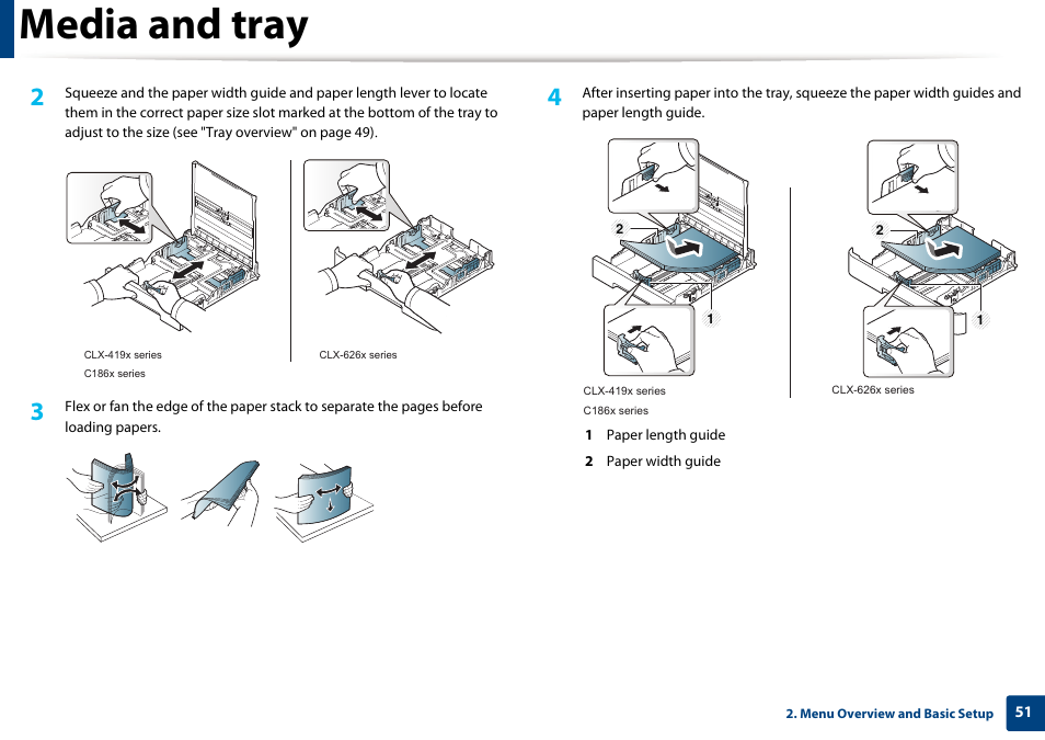 Media and tray | Samsung CLX-4195N-XAX User Manual | Page 51 / 423